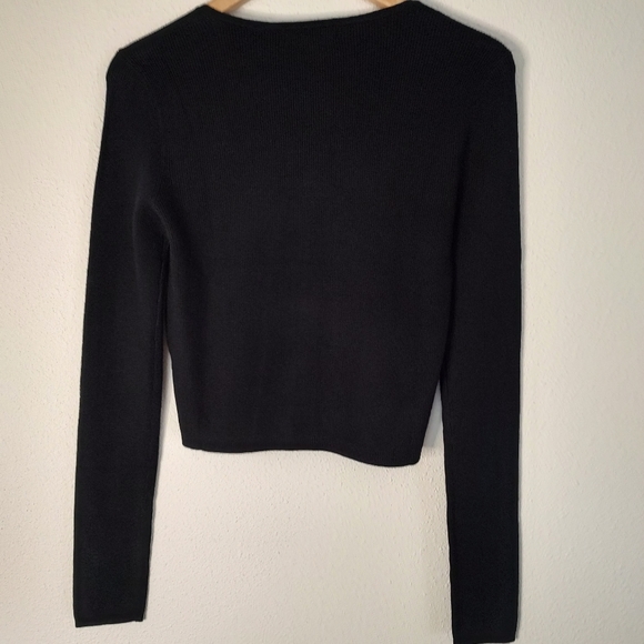 Billie the Label Sheryl Scoop Neck Stretch Black Cardigan Sweater Size Small - Picture 2 of 8